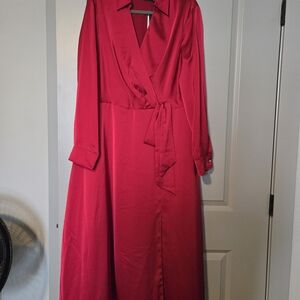 Elegant Red Wrap Dress